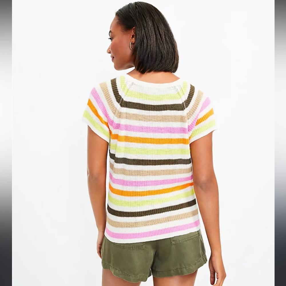 Ann Taylor LOFT Striped Wedge Sweater Tee Multi Color Women’s Size S - Picture 2 of 8